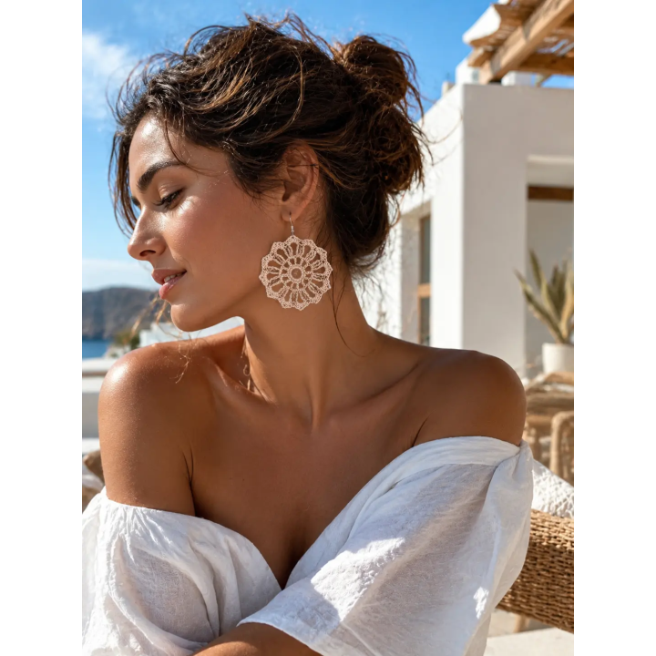 Boucles d'oreilles Aurélia fleur au crochet