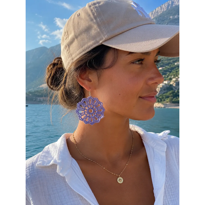 Boucles d'oreilles Aurélia fleur au crochet