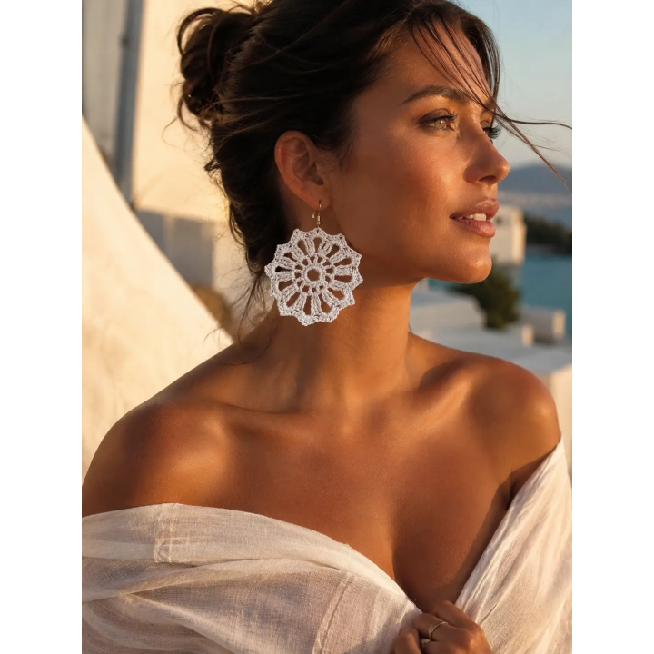 Boucles d'oreilles Aurélia fleur au crochet