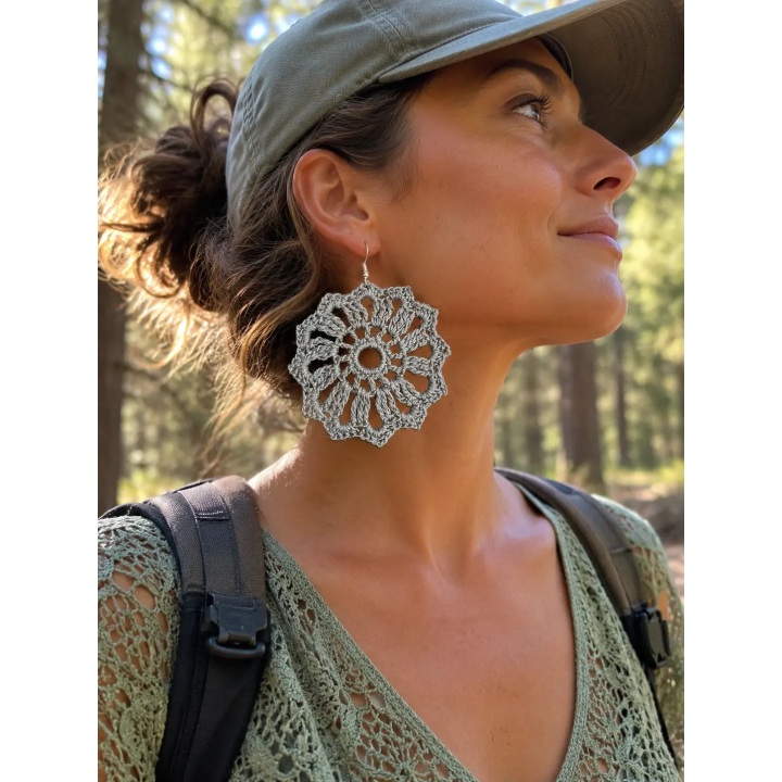 Boucles d'oreilles Aurélia fleur au crochet