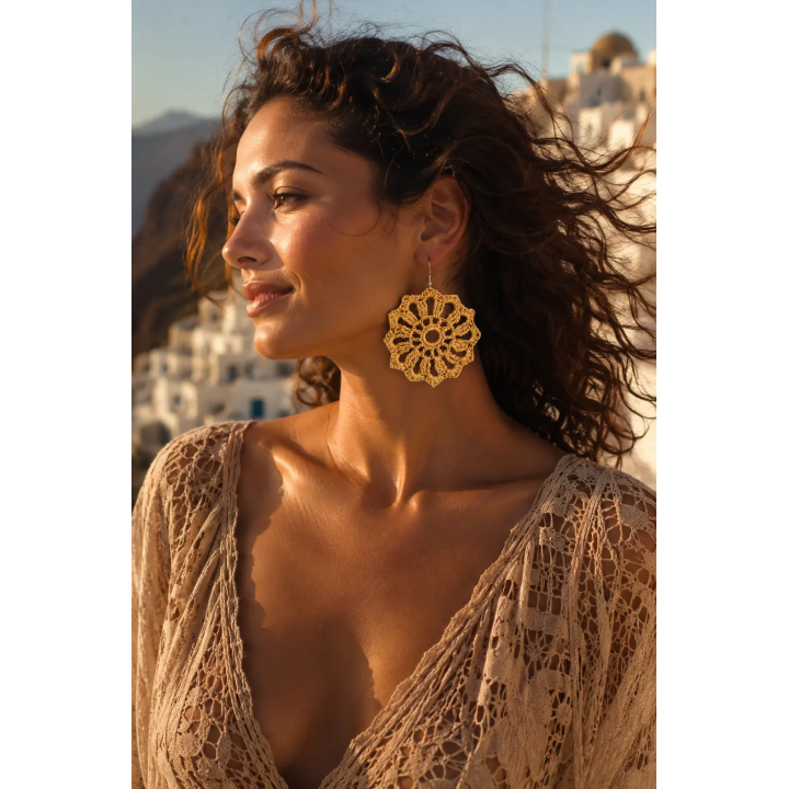 Boucles d'oreilles Aurélia fleur au crochet