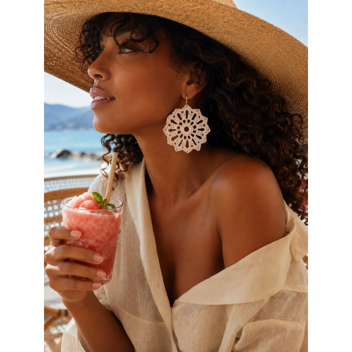 Boucles d'oreilles Aurélia fleur au crochet