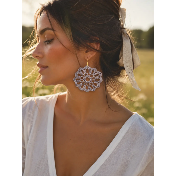 Boucles d'oreilles Aurélia fleur au crochet