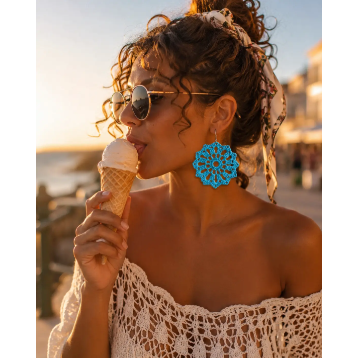 Boucles d'oreilles Aurélia fleur au crochet