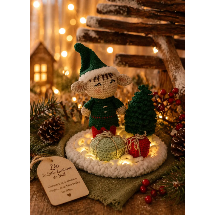 Léo – Plateau décoratif LED fait main de Noël