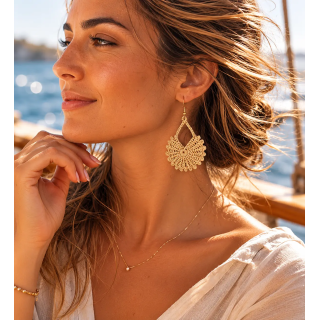 Boucles d'oreilles Éventail crochet artisanale chic