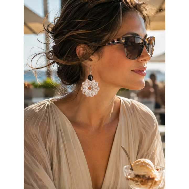 Boucles d'oreilles Azélia fleur au crochet | Doudou&Co