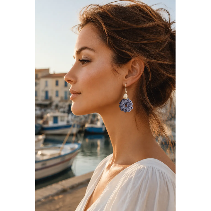 Boucles d'oreilles Azélia fleur au crochet | Doudou&Co