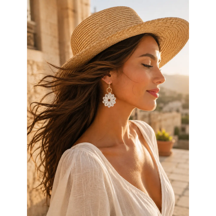 Boucles d'oreilles Azélia fleur au crochet | Doudou&Co