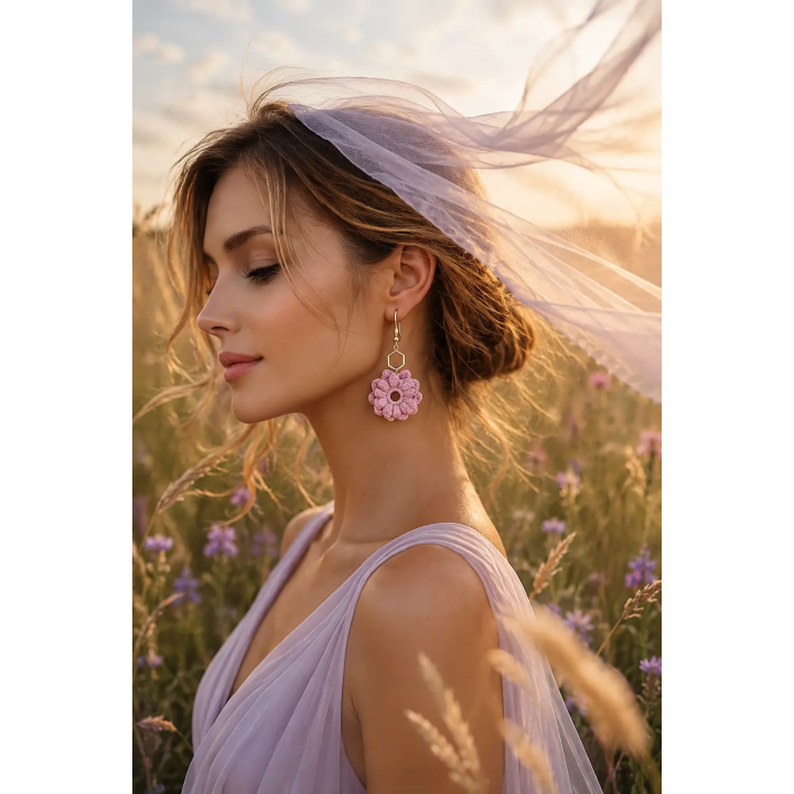 Boucles d'oreilles Azélia fleur au crochet | Doudou&Co