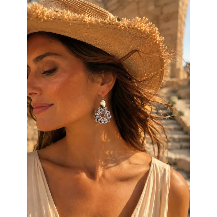 Boucles d'oreilles Azélia fleur au crochet | Doudou&Co