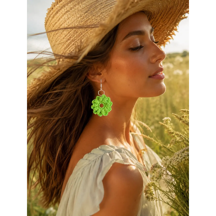 Boucles d'oreilles Azélia fleur au crochet | Doudou&Co