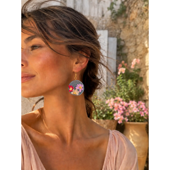 Boucles d'oreilles Florélia fleuries au crochet | Doudou&Co