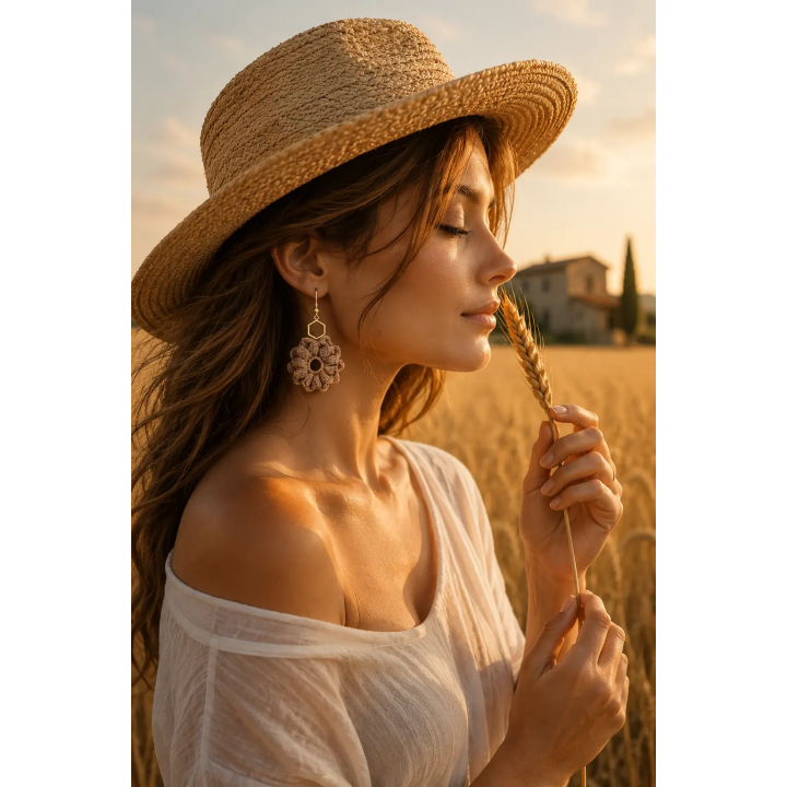 Boucles d'oreilles Azélia fleur au crochet | Doudou&Co
