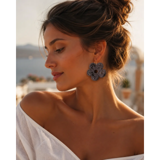 Boucles d'oreilles Mélisse fleur vintage au crochet