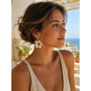 Boucles d'oreilles Alba fleur au crochet artisanale
