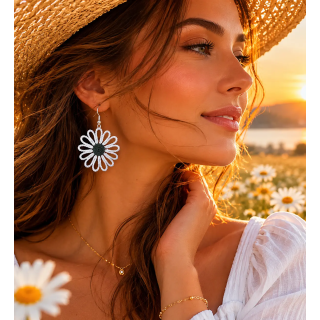 Boucles d'oreilles Soléa fleur crochet artisanale