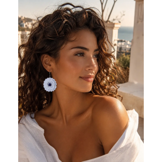Boucles d'oreilles Fiora fleur crochet artisanale