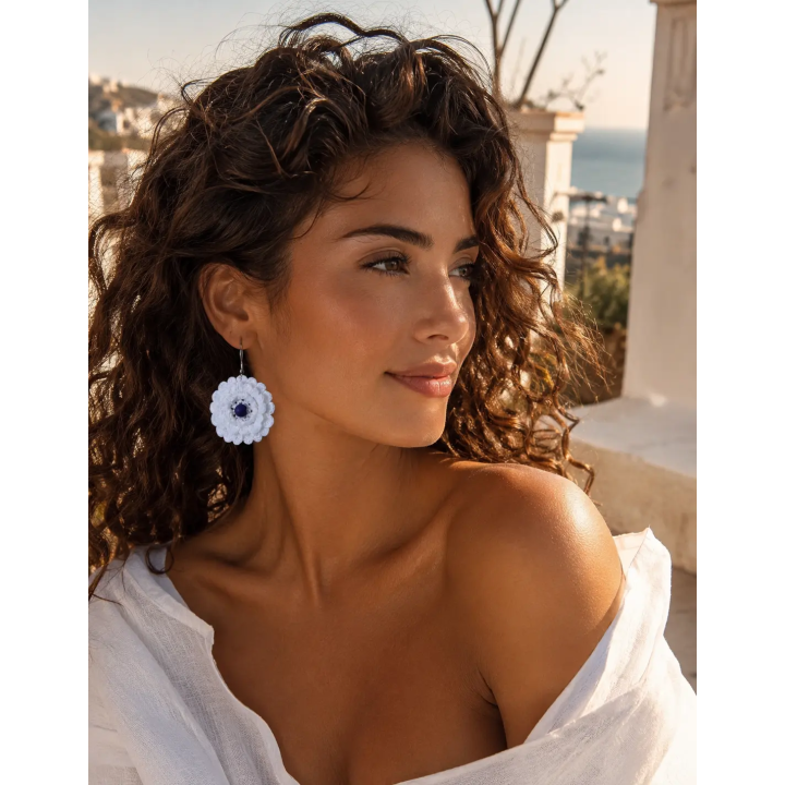 Boucles d'oreilles Fiora fleur crochet artisanale
