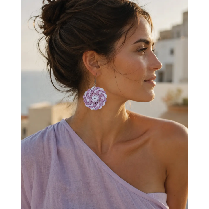 Boucles d'oreilles Florale spirale fleur crochet