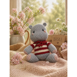Doudou Hippopotame Basile au crochet fait main | Doudou & Co