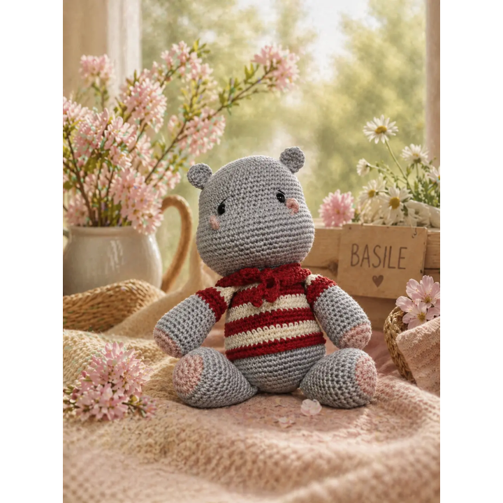 Doudou Hippopotame Basile au crochet fait main | Doudou & Co