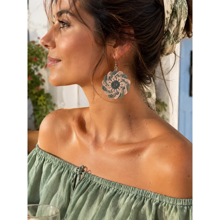 Boucles d'oreilles Florale spirale fleur crochet