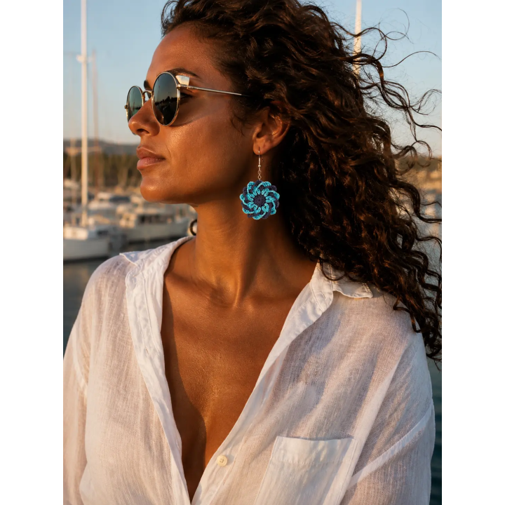 Boucles d'oreilles Florale spirale fleur crochet